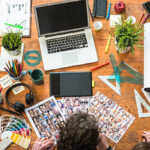 The editor at work with his team choosing the right image